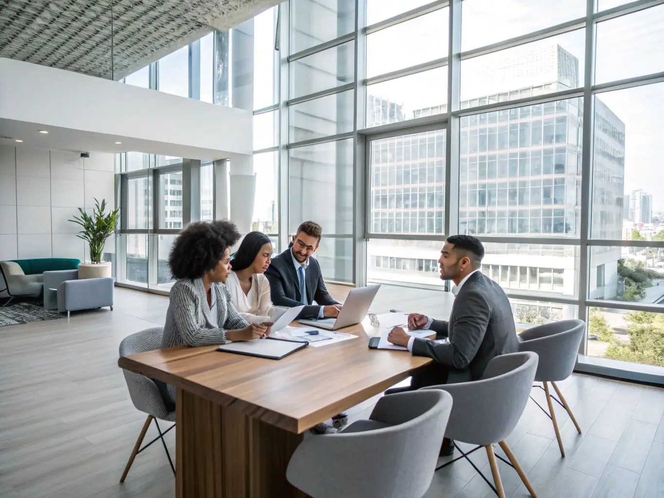 An image of a team working together on a project, with a focus on communication and collaboration, representing effective team management in a British workplace.